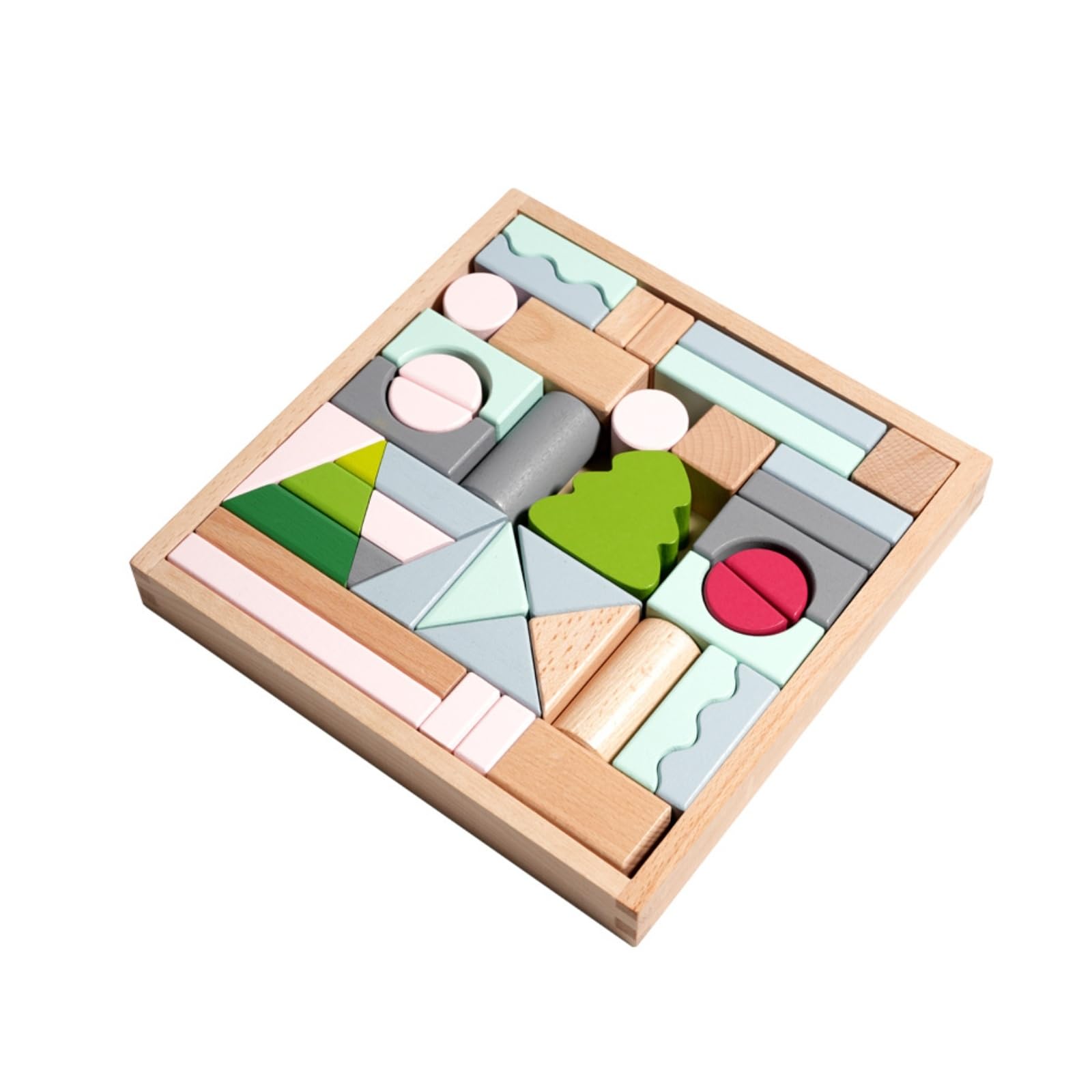 43 Bausteine bausteine Stapelbar baustein-Set Pädagogisch bausteine mit Aufbewahrungsbox für Zimmer, Macaron-Farben