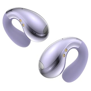 Ultra Open-Ear-Earbuds Wireless Bluetooth - Ergonomic Clip-On Earbuds, Bone Conduction Over-The-Ear Headphones with Waterproof Design and Secure Fit for Small Ears, Purple - Amazon product rated Grade A