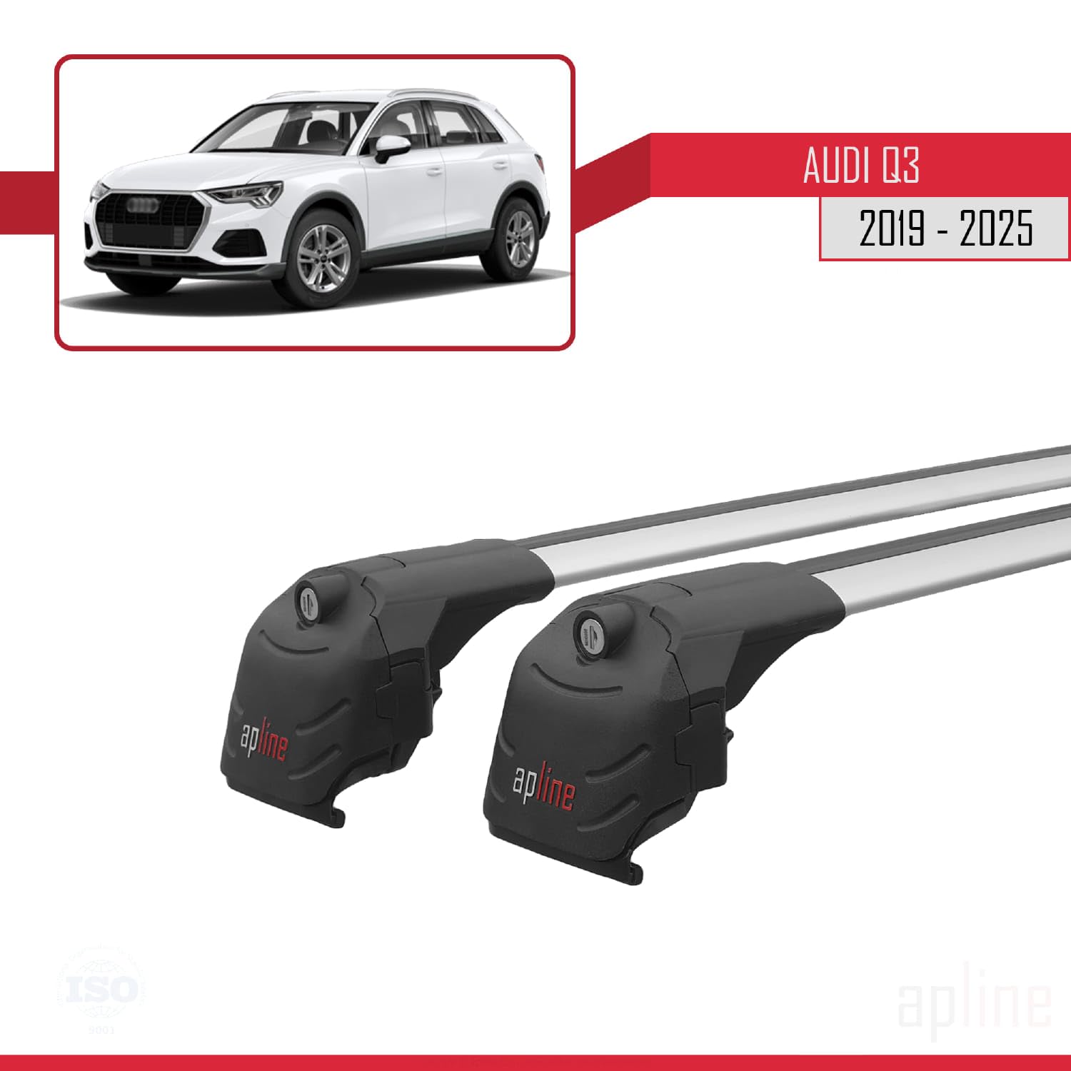 Compatible avec Audi Q3 (F3) 2019-2025 ACE-2 Modèle Barres de Toit Railing Porte-Bagages de Voiture Aluminium Gris 2 Barres