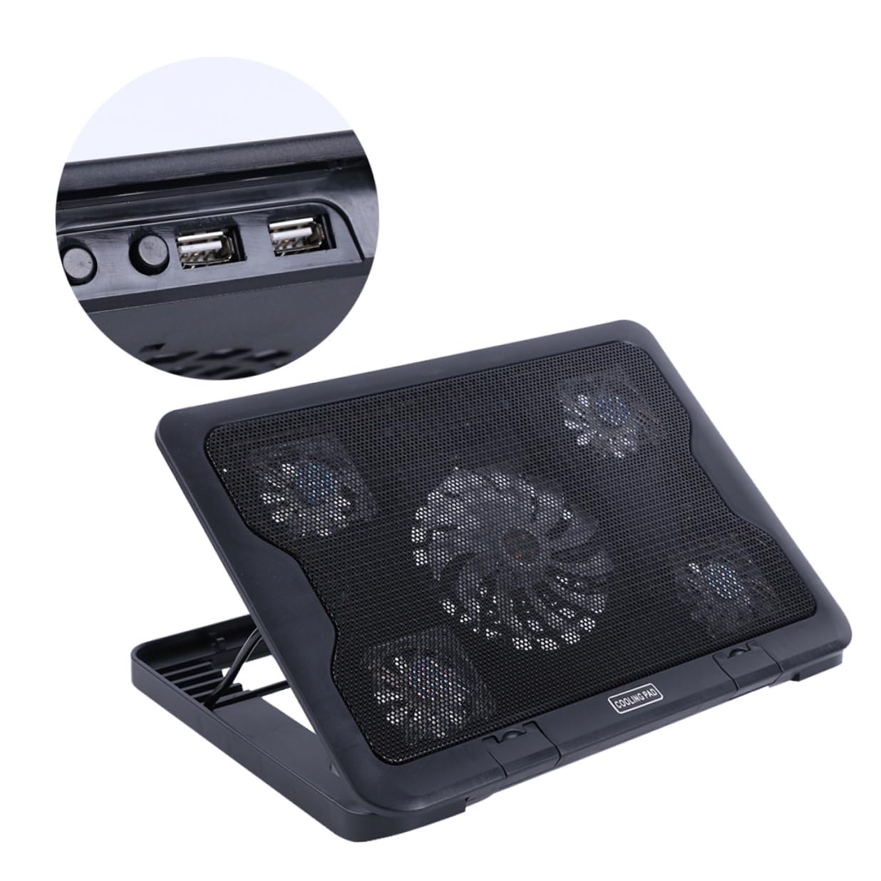 Yardwe Base Enfriadora Multiángulo Ajustable 5 Ventiladores para Computadora Portátil Diseño Ultradelgado y Antideslizante Adecuado para Decoracion Verano