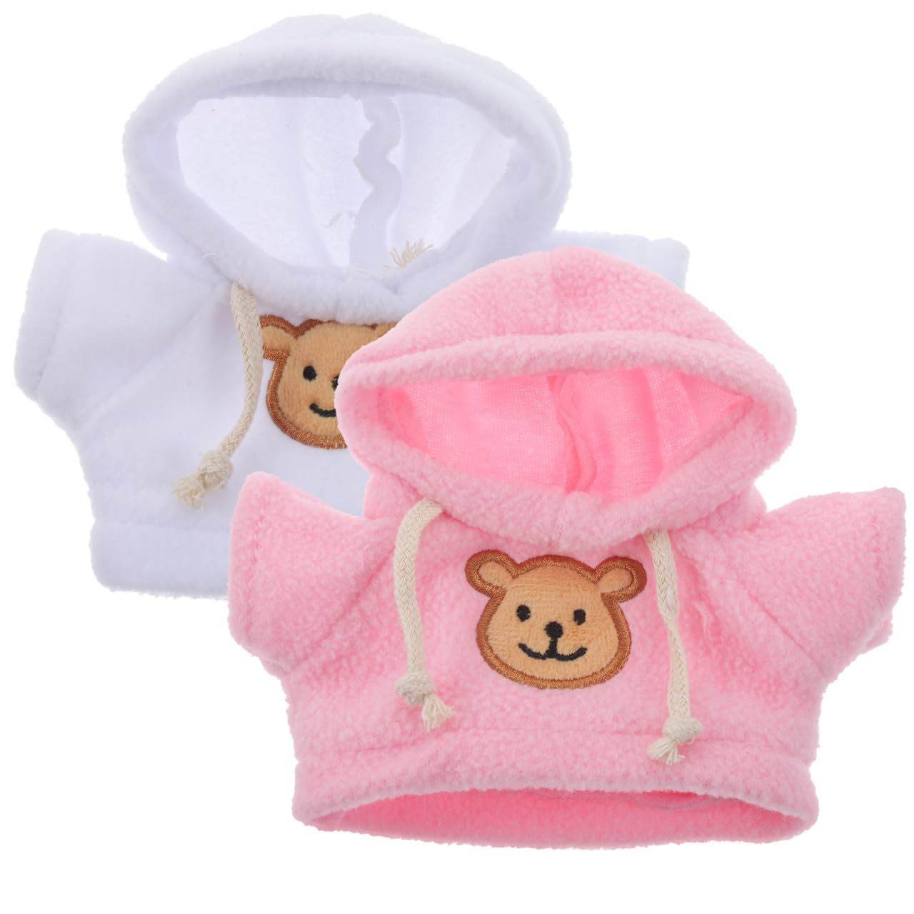 Bear Doll Sweatshirt2Pc Bear Clothes for 20Cm Plush Toys Plush Doll Clothes Elastic Solid Sportswear Suits - Soft Easy to Clean Perfect for Dress up and Creative PlayWhite+Pink