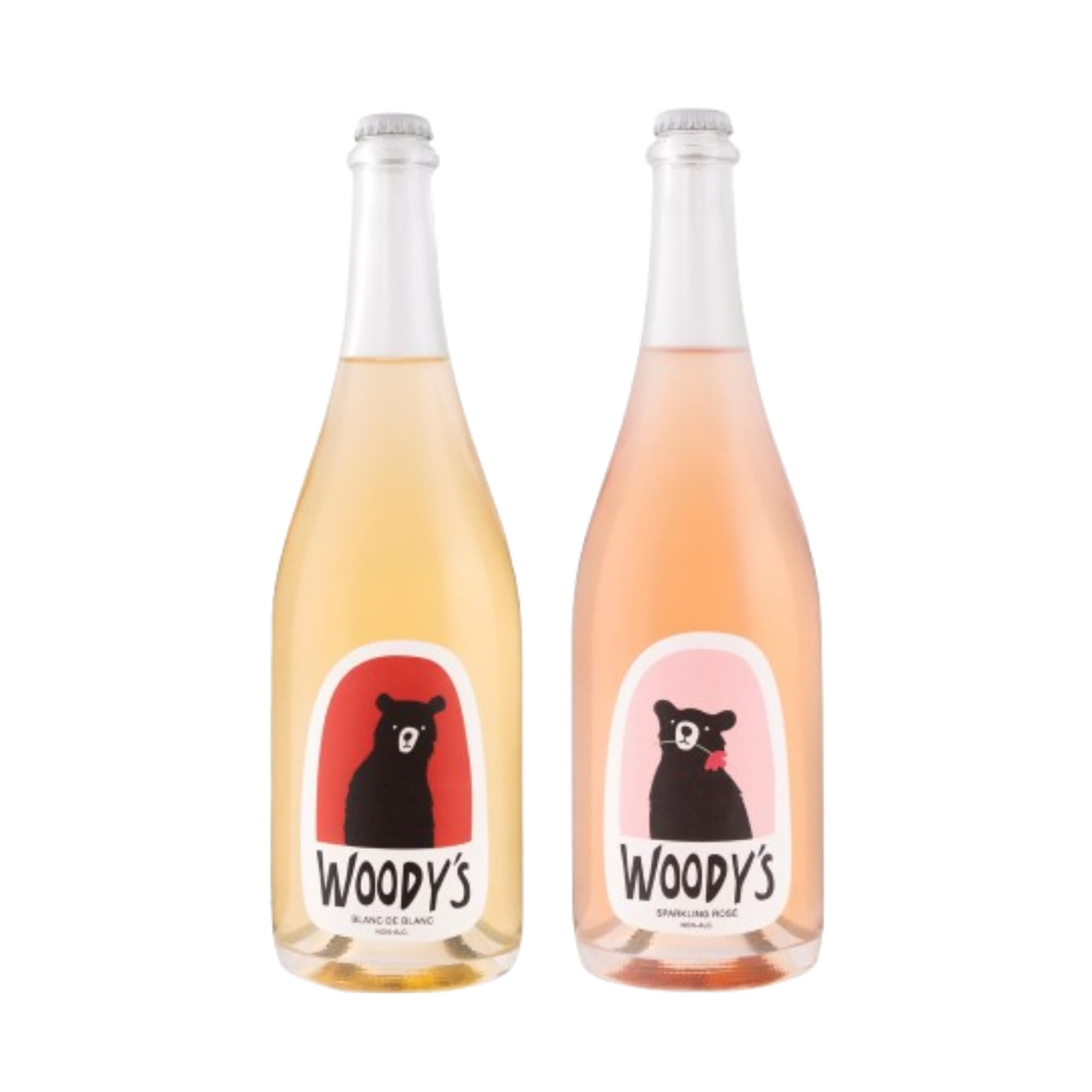 Woody's Signature Duo Blanc + Rosé 750ml (2 pack) | Alcohol-Free Wine Made from 100% Certified Organic California Grapes | Low Sugar, Gluten Free,