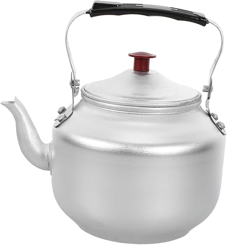 iplusmile Tetera de aluminio de 0.8 litros, tetera clásica con espejo, tetera pulida, tetera con asa, compatible con inducción eléctrica de gas