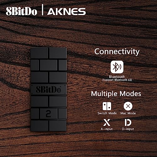 AKNES 8Bitdo Wireless USB Adapter 2 für Switch, Xbox One/Xbox Series X & S,PS5,PS4,PS3 Controller auf Steam Deck, Switch OLED/Switch, PC, Android, Raspberry Pi, mit OTG Kable（Schwarz）