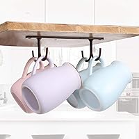 Vista 7 de 2 soportes para tazas debajo del gabinete, ganchos para tazas de café, 8 piezas de organizador de secado de tazas de cocina, estantes para colgar