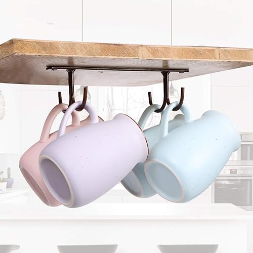 Miniatura 7 de 2 soportes para tazas debajo del gabinete, ganchos para tazas de café, 8 piezas de organizador de secado de tazas de cocina, estantes para colgar