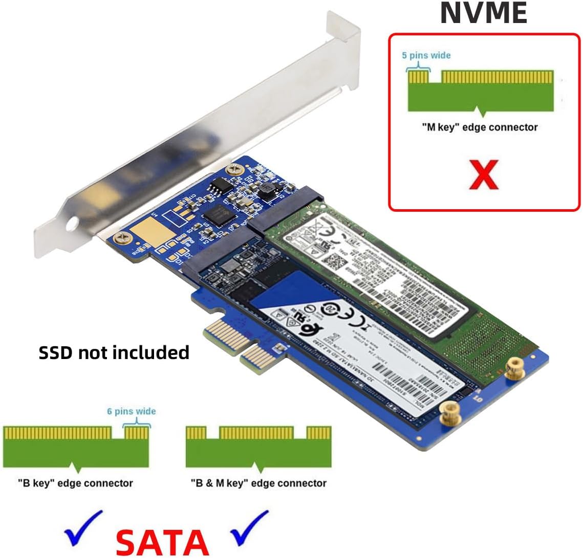 Dual SATA NGFF Key B+M SSD to PCI-Express PCIE 1x Motherboard Desktop Adapter Converter SSD Card JMB582 2280