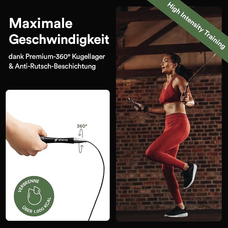 STRYVE Speed Rope Ugrókötel Ergonomikus Fogantyúval Állítható Hosszúsággal