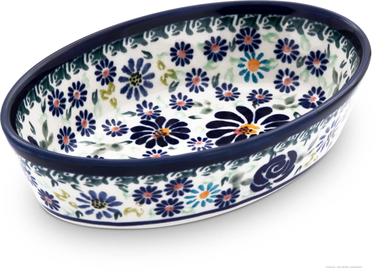 Bunzlauer Keramik Dipschale Oval, 200 Ml, 15,6 Cm Lang – Handverziert, Spülmaschinenfest, Lebensmittelecht