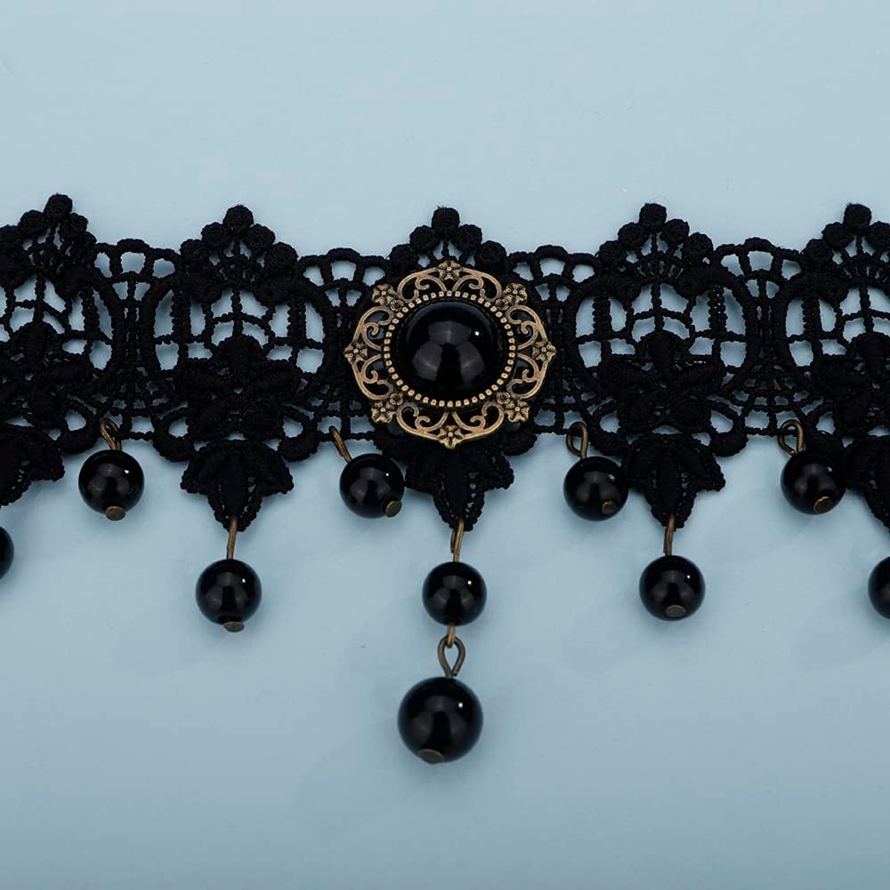 Denifery Black Lace Choker Necklaces Vintage Crystal Pendant Necklace Punk Chain Accessories for Women (Style 4) - Image 6