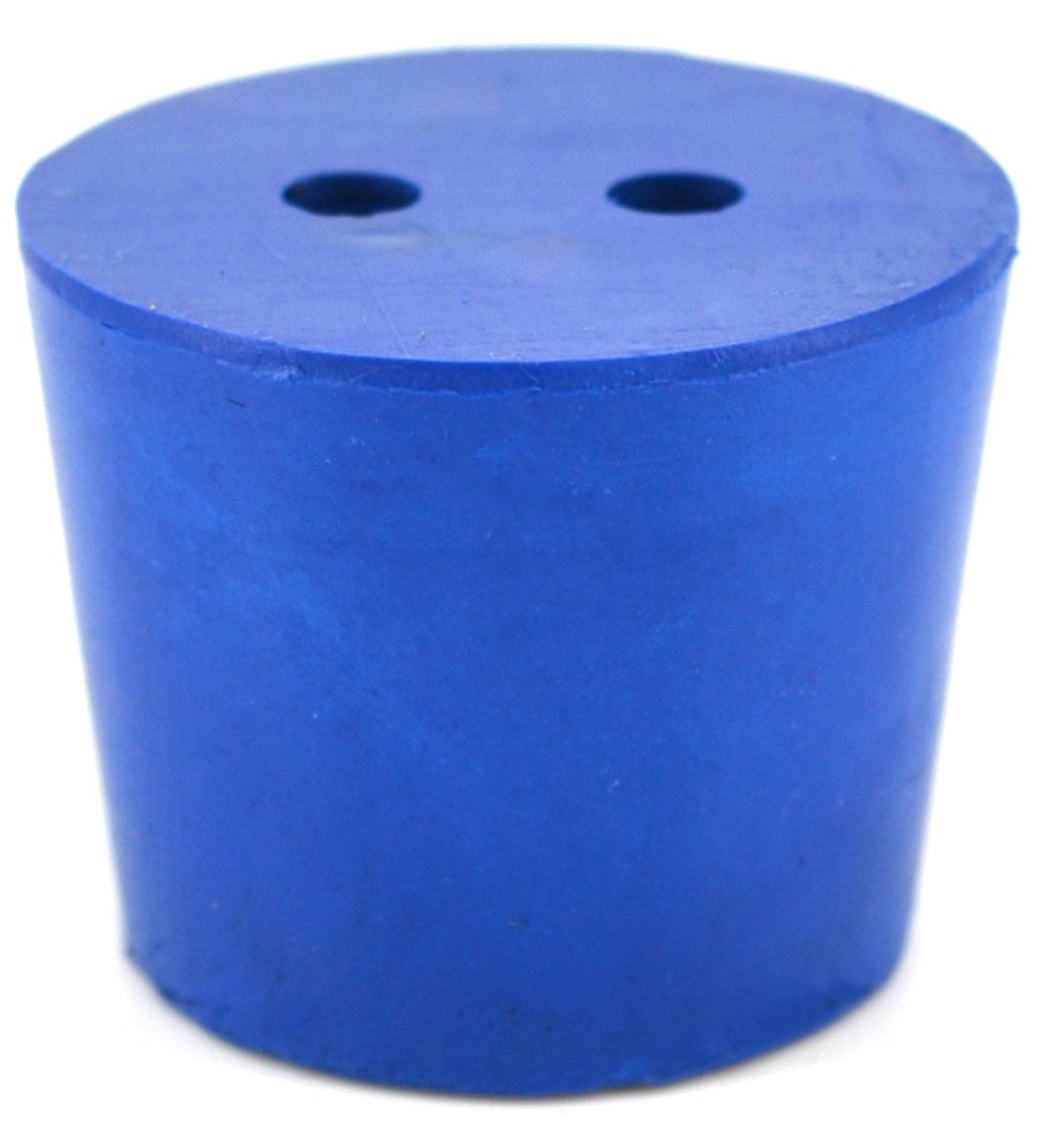 EISCO 10PK Neoprene Stoppers, 2 Holes - ASTM - Size #6-26mm Bottom, 32mm Top, 25mm Length - Suitable for use with Petroleum, Oils & Most Inorganic Acids and Bases