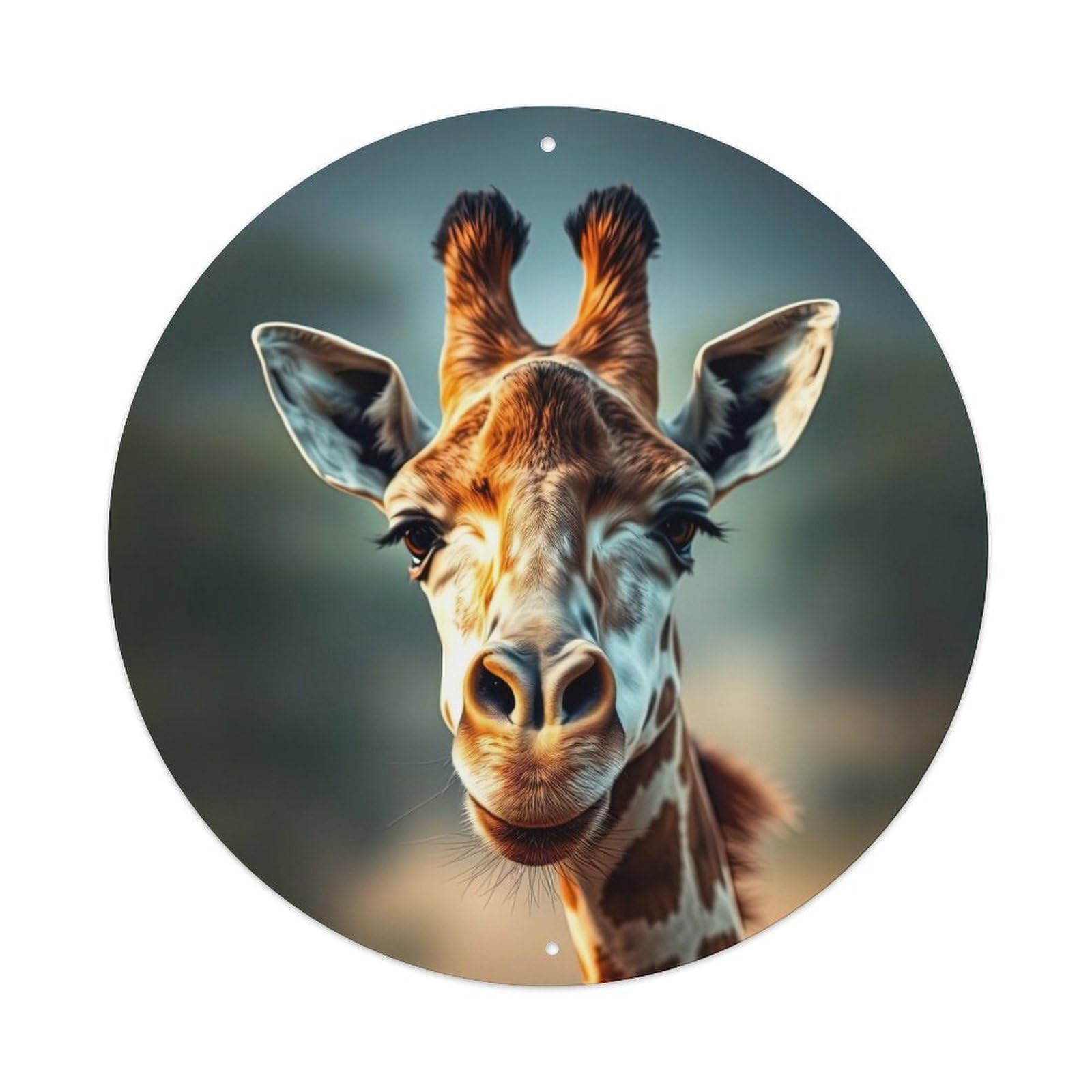 Cwbufd Vintage Style Animal African Giraffe Gentle Wildlife Close Up Vintage Metal Tin Sign Plaque Wall Decor For Cafe, Club Bar, Office, Garden Metal Poster 8X8inch