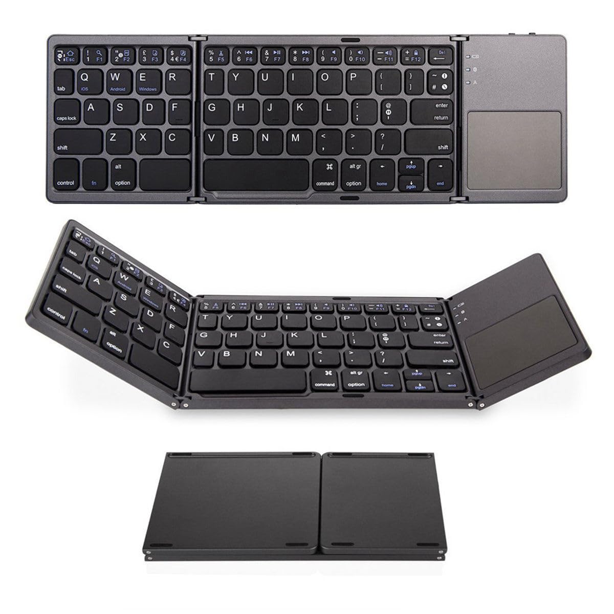 Teclado Bluetooth Plegable Teclado inalámbrico con trackpad Función de Clic del Mouse Mini Teclado Recargable para computadoras portátiles Teléfonos móviles Tabletas compatibles