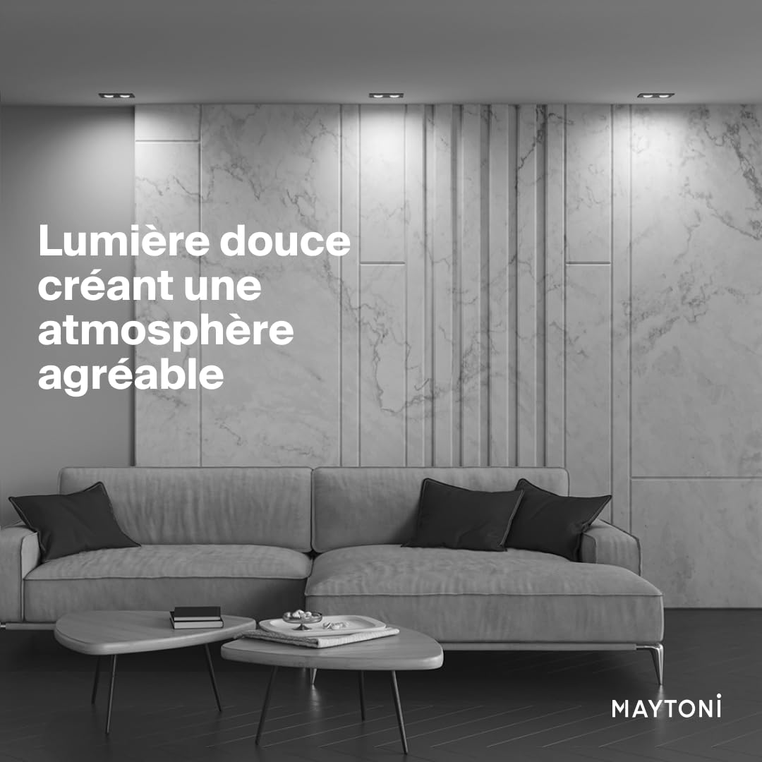 MAYTONI ATOM spot led encastrable carré – Downlight 2 x GU10 (10 W) – plafonnier LED plat en aluminium noir, orientable – luminaire plafonnier design pour cuisine, salon, chambre et couloir