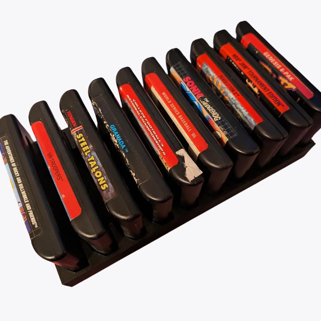 10 Game Cartridge Holder for Sega Genesis and Mega Drive - Game Organizer Tray stand, Reduce Clutter, Organize, Dust Protector, Works with Sega