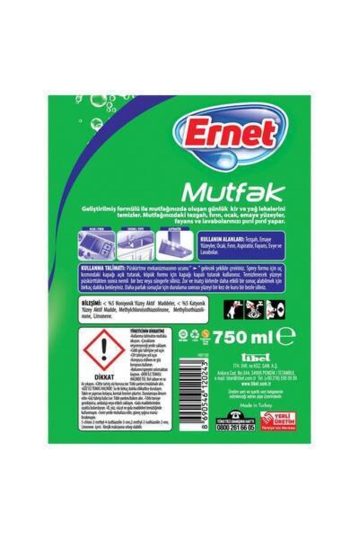 Ernet Süper Likit Mutfak Temizleyici 750 ml Sprey'li