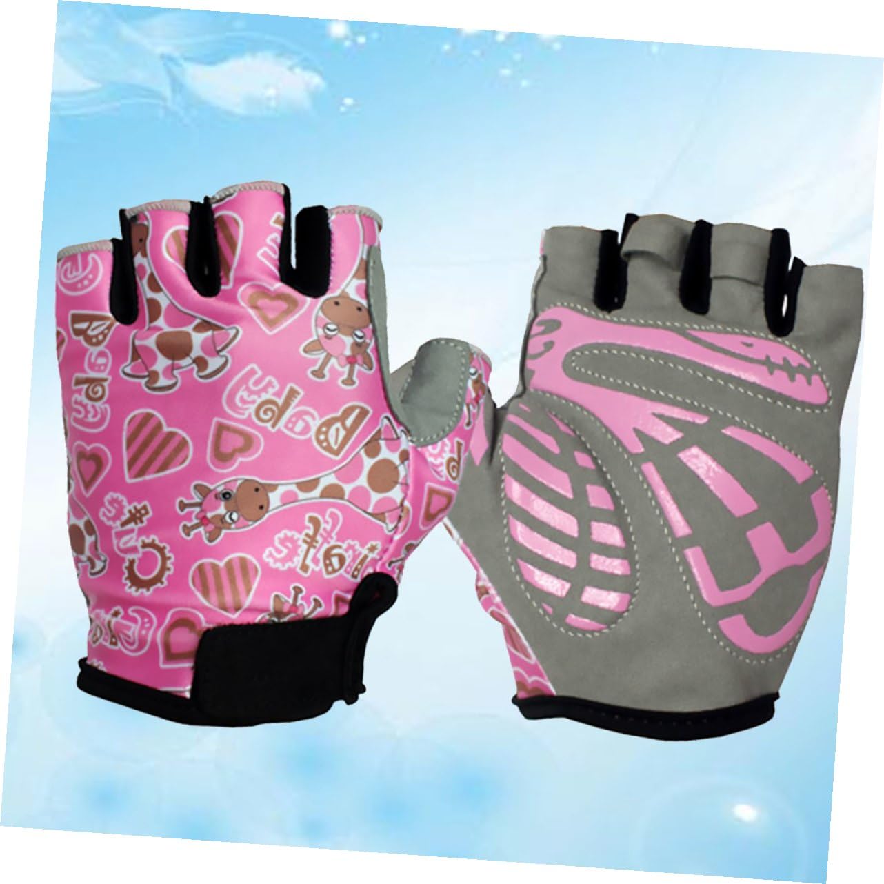GALPADA 3pares Guantes De Ciclismo para Niño Niña Guantes Antideslizantes De Dedo para Deportes Al Aire Ajustables Color Rosa Talla
