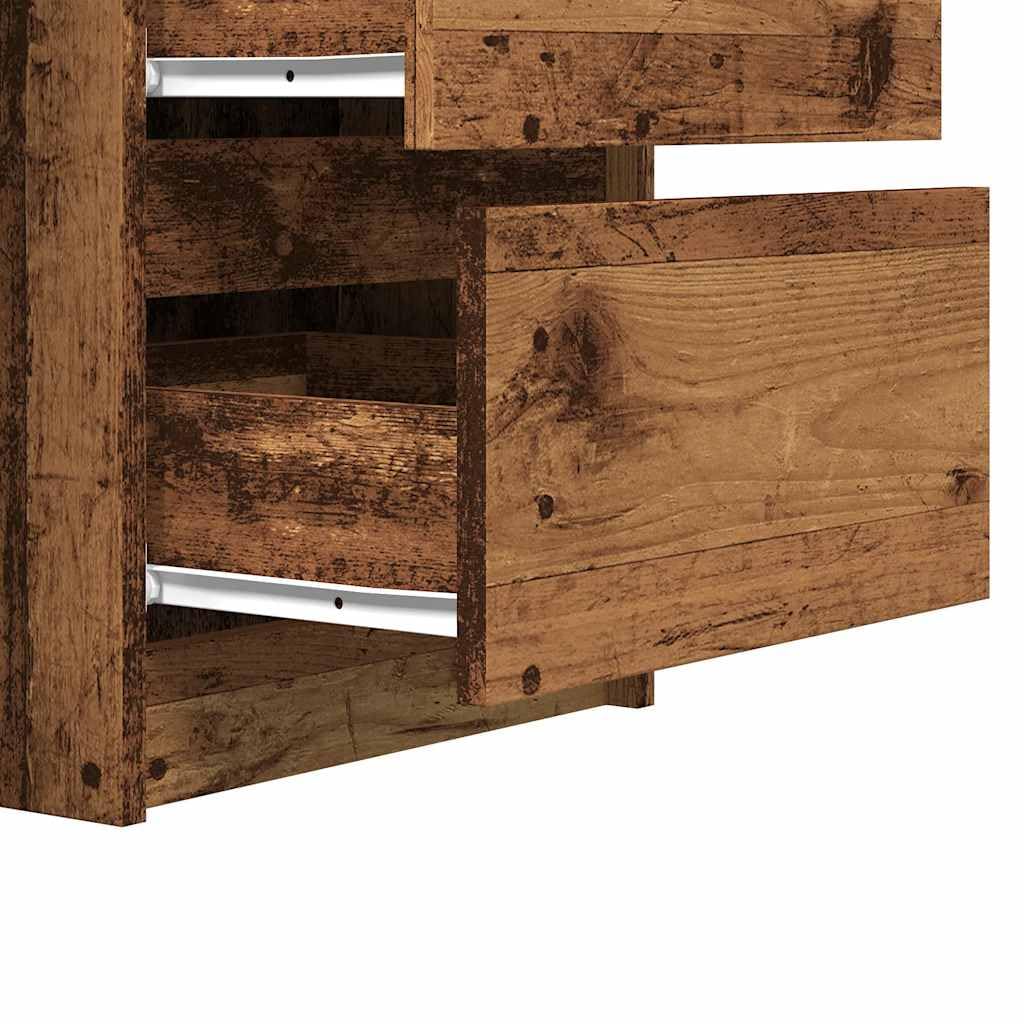 Scrivania effetto legno anticato, 140 x 50 x 77 cm, con 6 cassetti, spazioso piano per ufficio e home office, scrivania con spazio portaoggetti, design minimalista