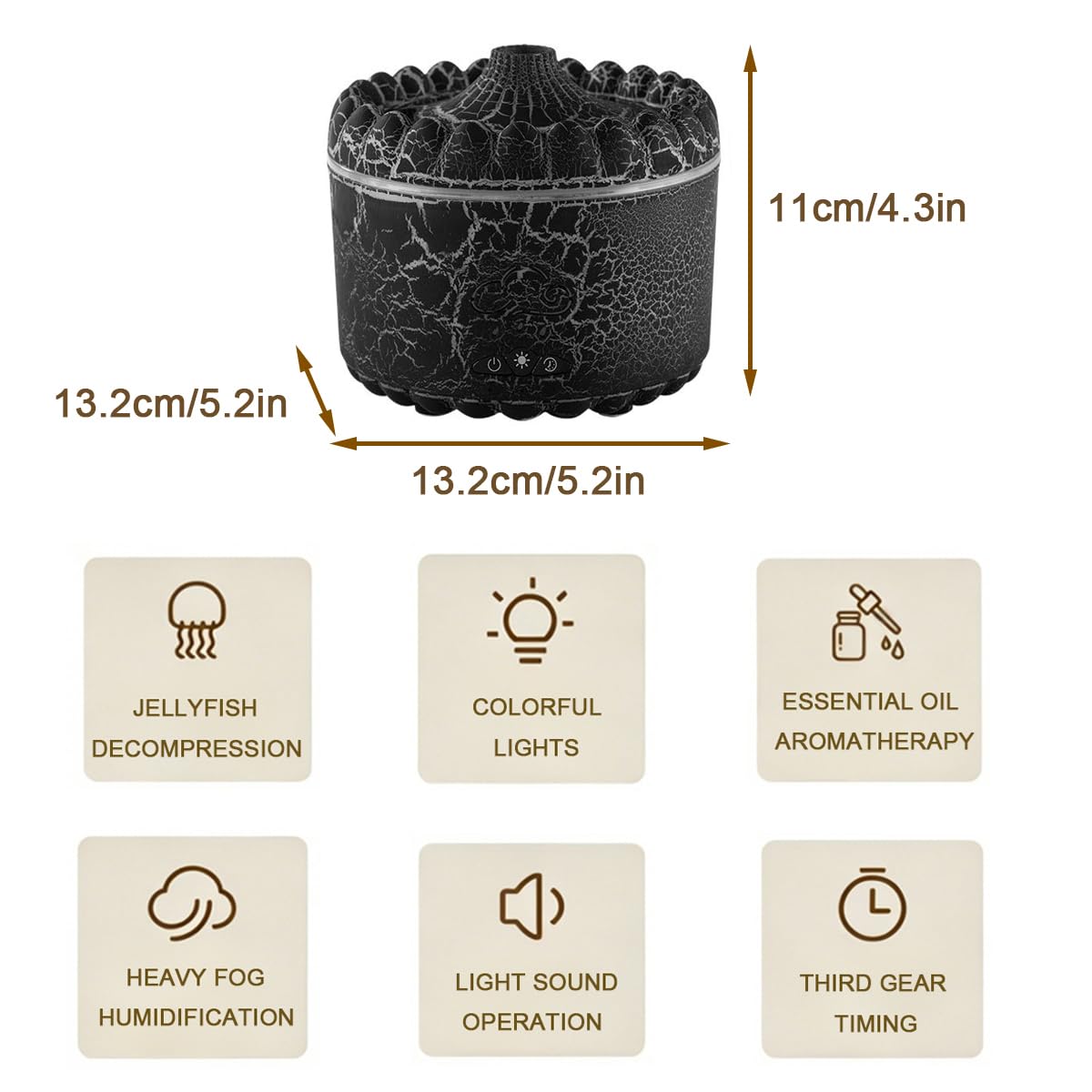 ThreeH Lava Aromaterapia Diffusore Telecomando Umidificatore Ad Ultrasuoni Doppia Modalità di Nebbia E Luce a 7 Colori Timer per Camera Da Letto Yoga Ufficio