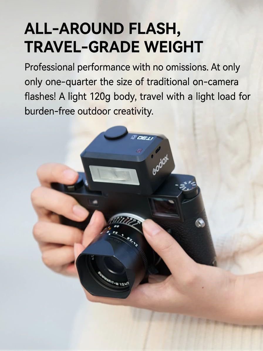 Godox iT30 Pro Flash Mini TTL per Fotocamere Leica, Wireless 2.4G HSS 1/8000s Touchscreen, Ricaricabile Nero