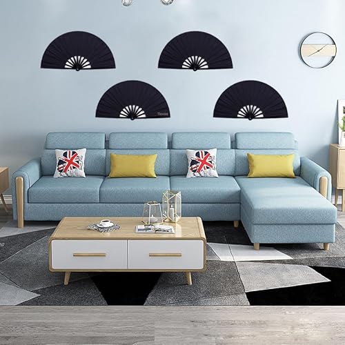 Tkocisa SUVELAM 2 Pack Large Folding Hand Fan, Nylon-Cloth Vintage Retro Fabric Fans thumb #4