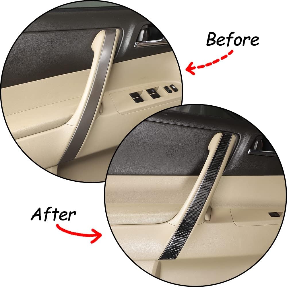 LLKUANG for Toyota Highlander 2009 2010 2011 2012 2013 Real Carbon Fiber Car 3D Sticker Door Panel Trim Interior Car Accessories