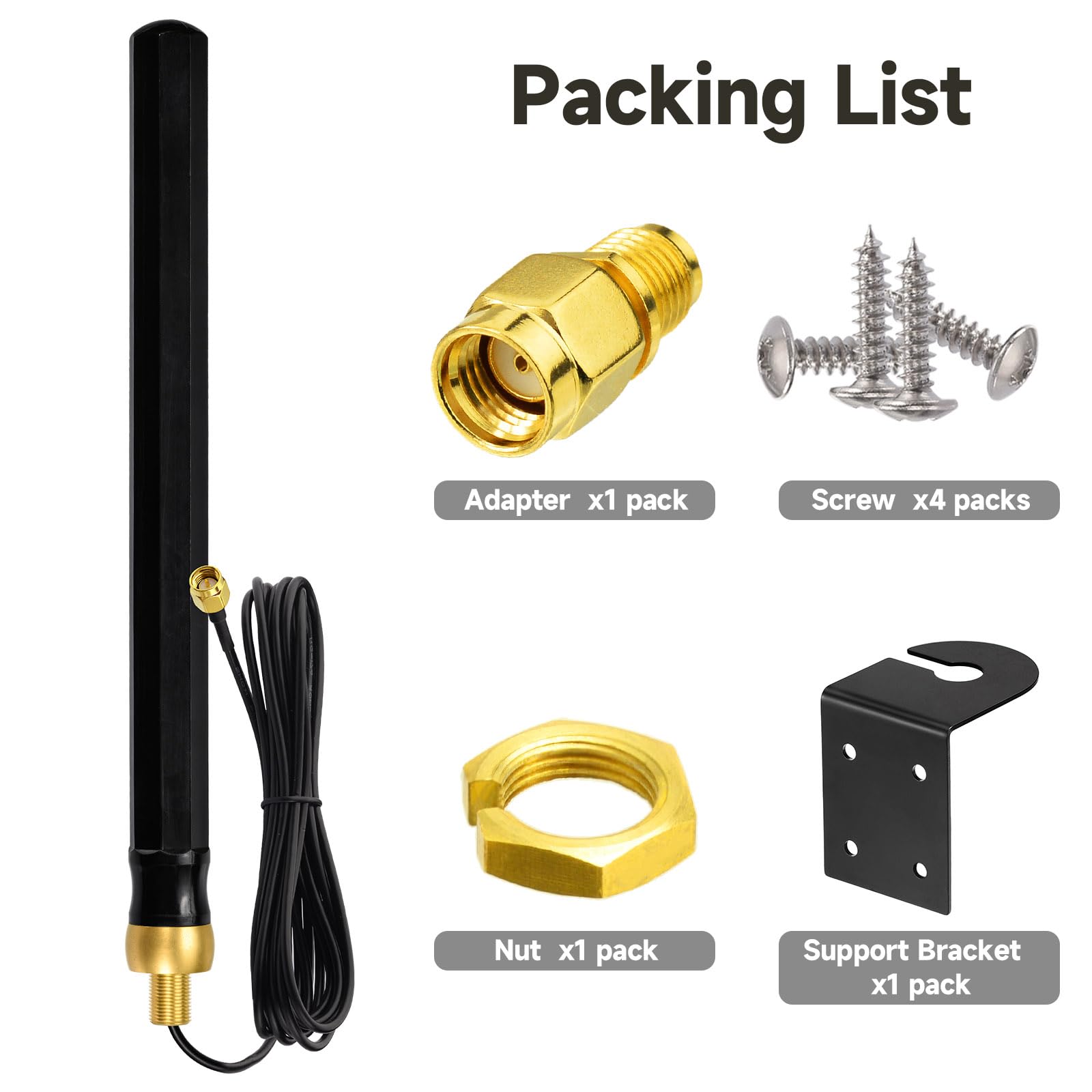 Superbat Antenna 4G LTE Esterna 698-2700MHz 8dBi Omnidirezionale Impermeabile Montaggio a Parete Cavo RG174 3m con Connettori SMA/RPSMA Compatibile Router e Amplificatori di Segnale.