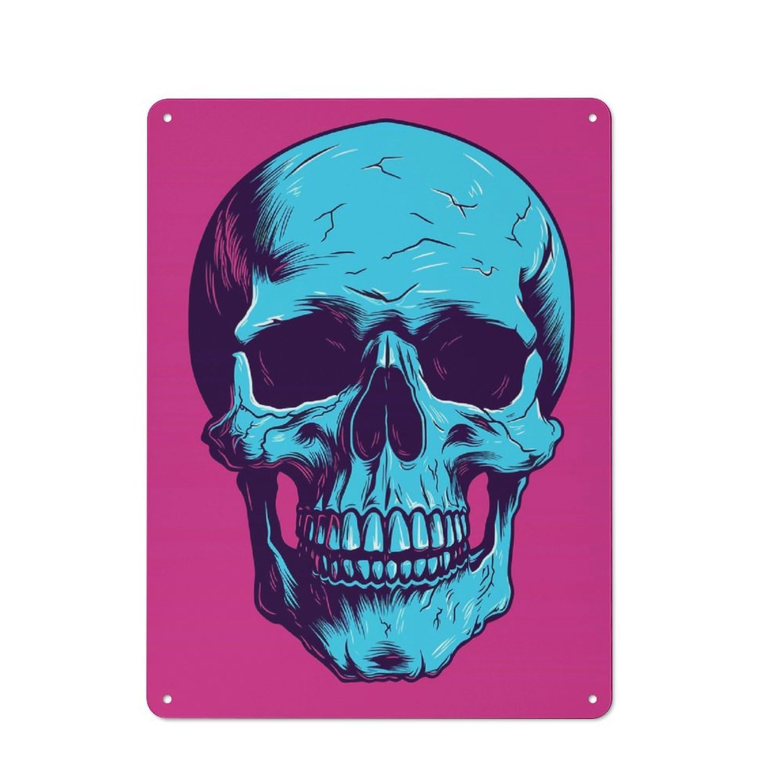 Junmoney Skull Halloween Retro Vintage Metal Plaque 40X30cm Featuring For Home Bar Wall, A Metal Wall Feature For Home Bars And Entertaining Spaces