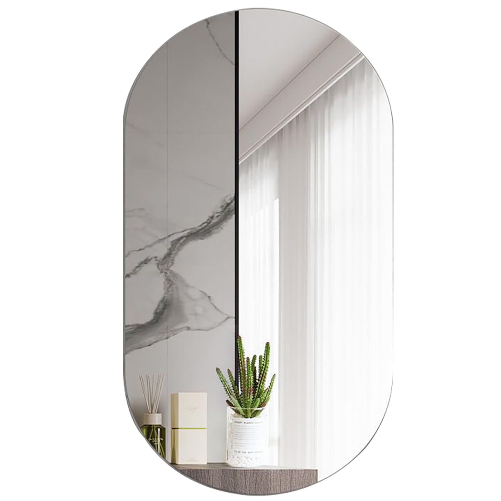 AYSMYGS Oval Bathroom Mirror, Frameless Wall Mirror, 40x60cm, 45cmx70cm, 50x80cm, HD Vanity Mirror Makeup Mirror For Living Room Bedroom Bathroom Entryway(Size:50x80cm/19.7x31.5in)