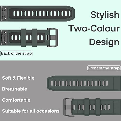 Miniatura 5 de Miimall Correa de repuesto compatible con Garmin Fenix 7S6S5S, 0.78 pulgadas de ancho, de silicona suave, impermeable, para Garmin Fenix 7S7S