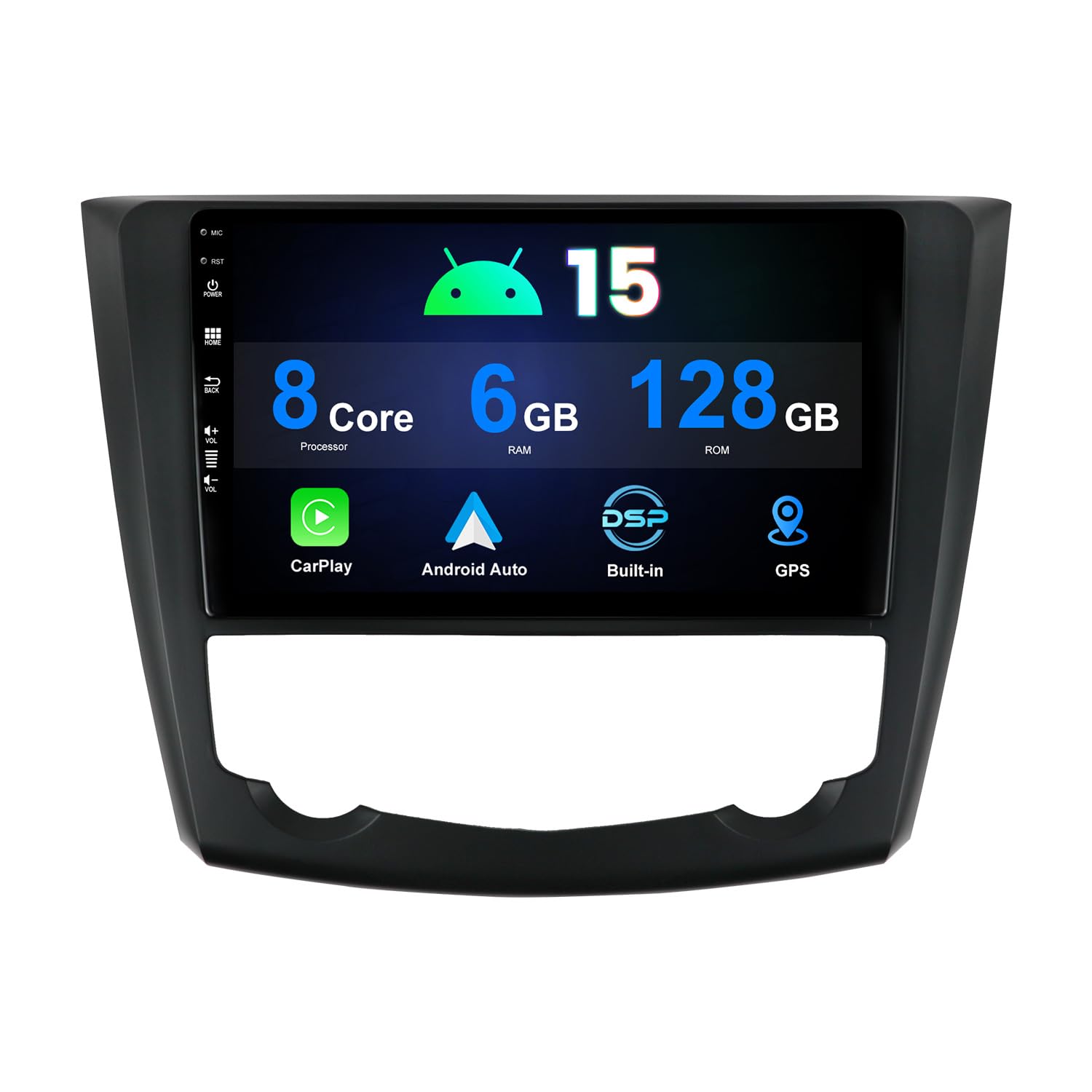 [6GB+128GB] Autoradio 9 Pouces Android 15 pour Renault Kadjar 2015-2019 - Gratuite Caméra+MIC - Soutien GPS/Dab+/Commande au volant/WiFi/BT/Carplay/4G/360 Caméra