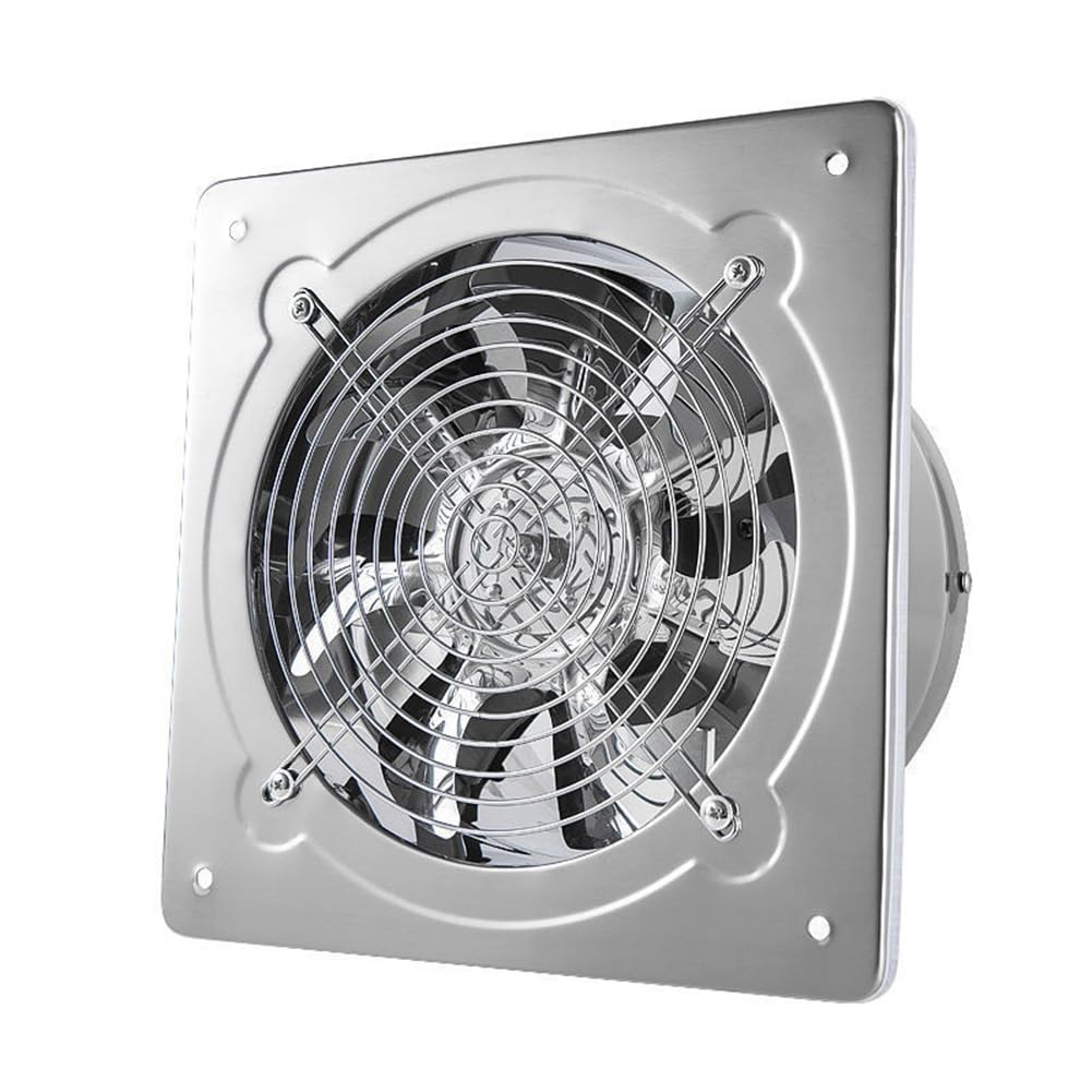 Ventola Aspiratore da Cucina con Motore in Rame Puro, Ventilatore di Ventilazione da Parete in Acciaio Inox per Bagno con Valvola di Non Ritorno per Aspirazione Fumi Attraverso Il Muro, 7inch