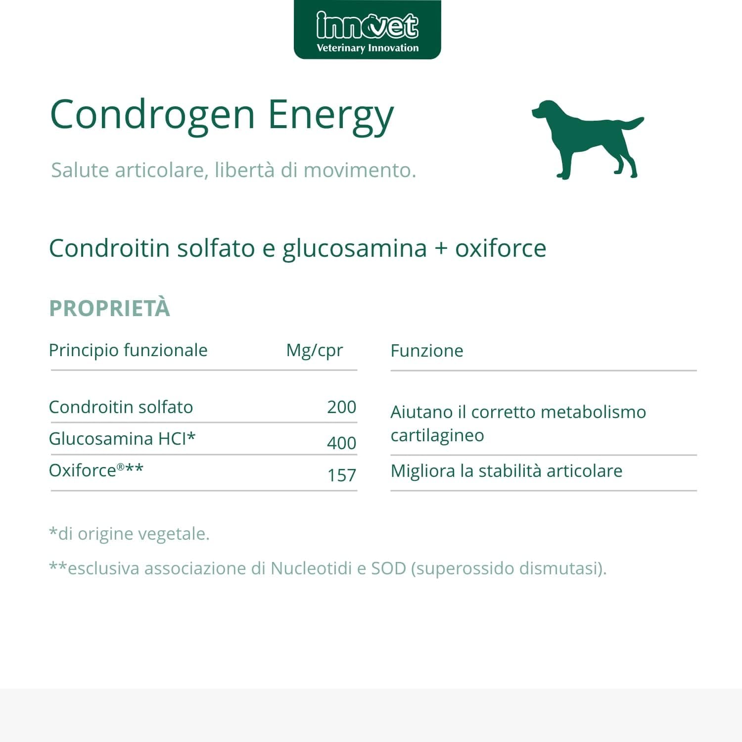 Innovet, Condrogen Energy, per Articolazioni dei Cani, Ideale per Cuccioli e Cani Attivi, con Glucosamina e Condroitin, 90 Compresse Masticabili