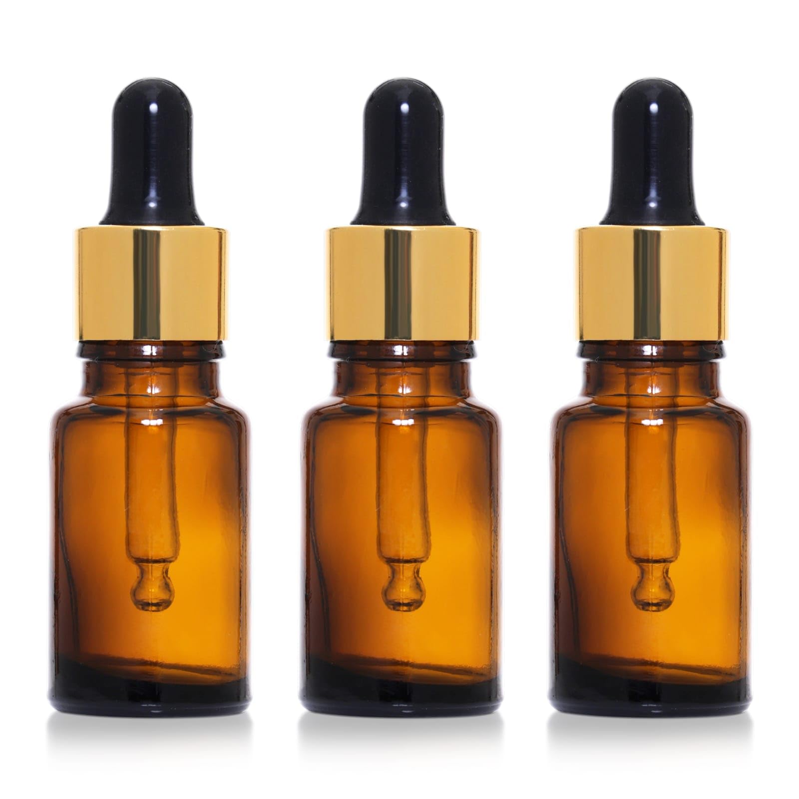 10 ml Brown Amber Glass Dropper Bottle With Golden Dropper & Black Silicon Teat-Set of 3 (BG-10 ML)-image-19