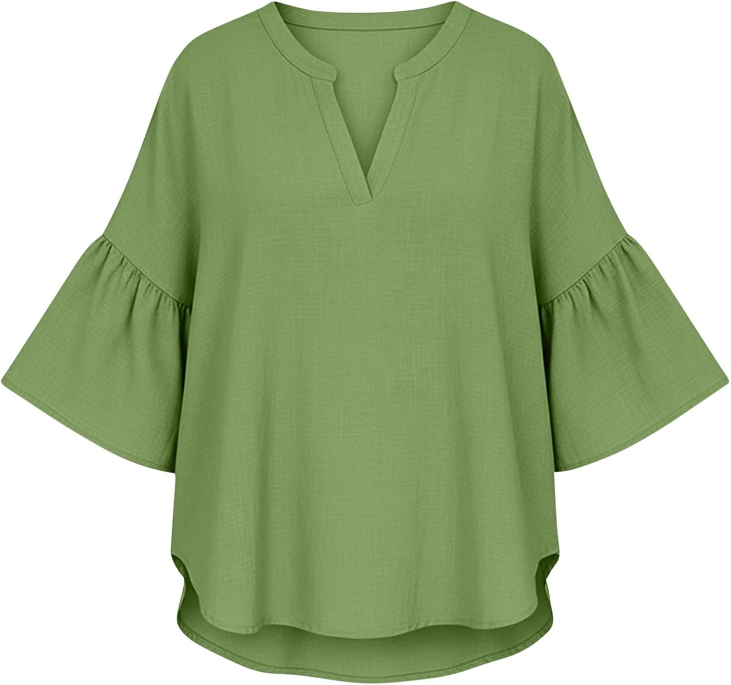 3/4 Sleeve Tops for Women Casual V Neck Linen Shirt Loose Fit Lightweight Fashion Gauze Blouses - Image 5