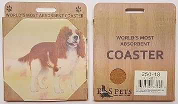 Cavalier King Charles Absorbent Stone Coaster - Cork Back helps prevent scratches on furniture - No more Water rings on Furniture