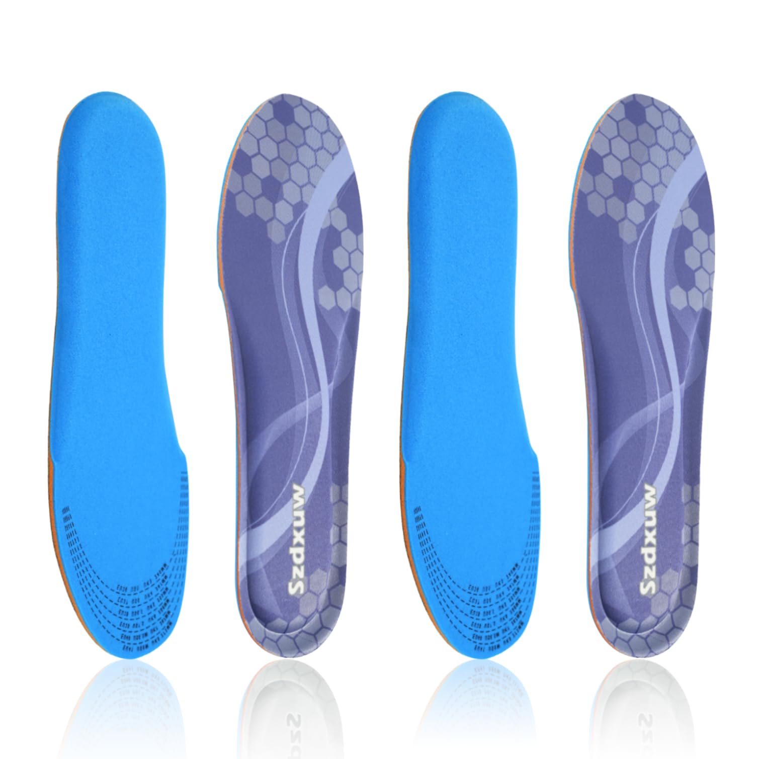 Szdxuw 2 paia Solette in Memory Foam Donna Uomo - Inserti per Scarpe Regolabile alla Misura Comfort Traspirante, Inserti Per Scarpe Da Ginnastica, Lavoro, Sportive E Stivali, Blu Navy Uomo