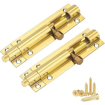 CHENYU Pack of 2 Sliding Lock Door Bolt Stainless Steel Brass