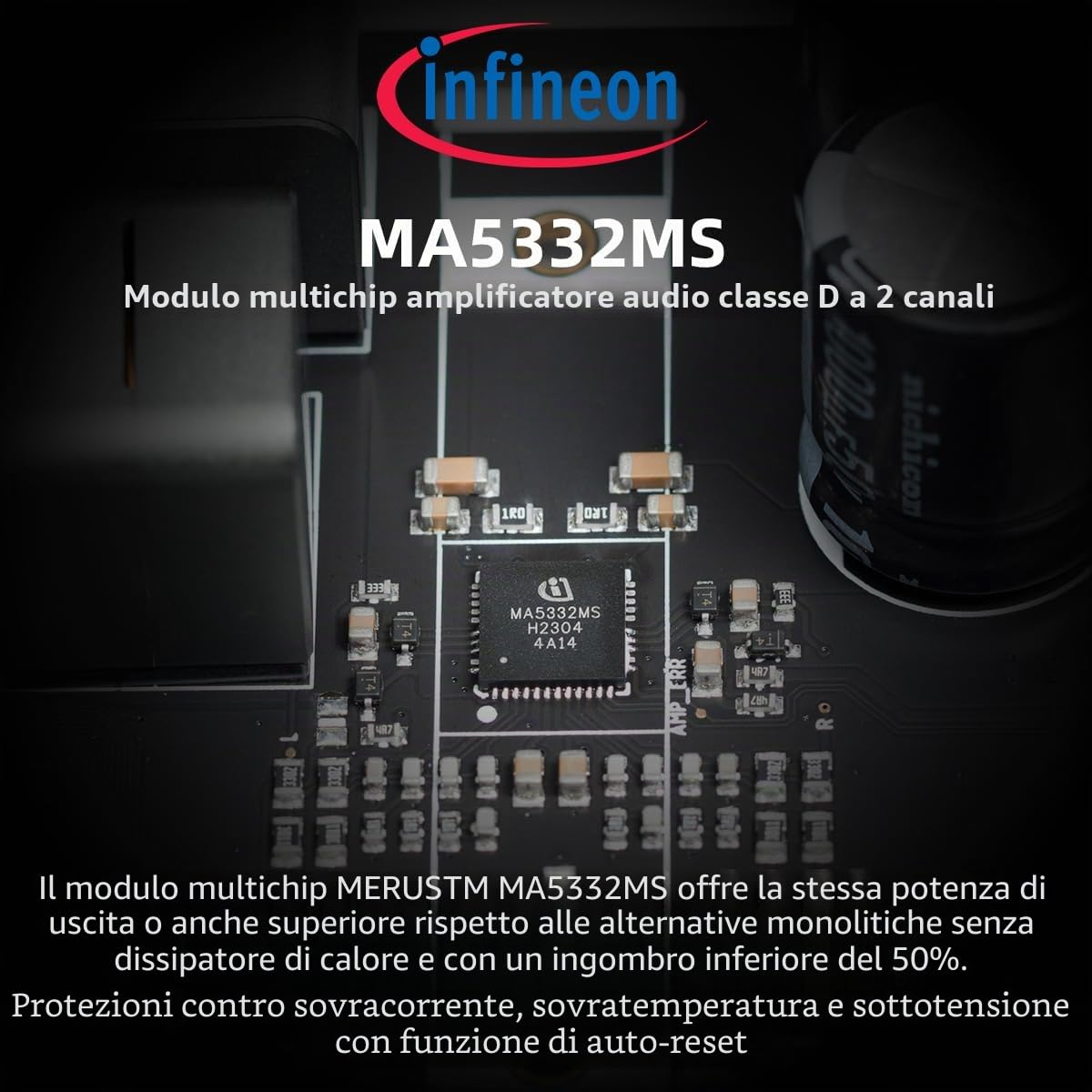 SMSL AL200, amplificatore Hi-Fi,MA5332MS stereo D class Amplifier Chip,potenza di uscita 165W,uscita amplificatore auricolare integrato,XMOS 16 core XU-316,7 EQ regolabile,con telecomando (nero)