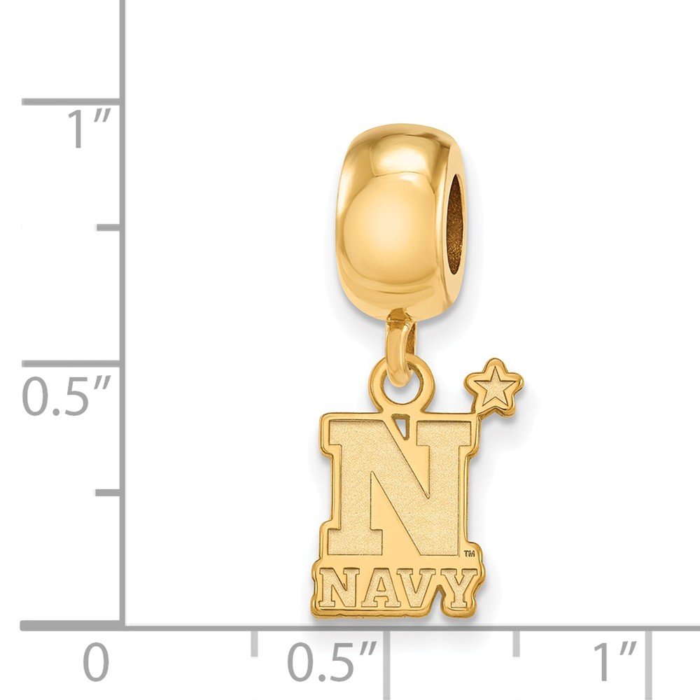 Navy Bead Charm Small (1/2 Inch) Dangle (Gold Plated)