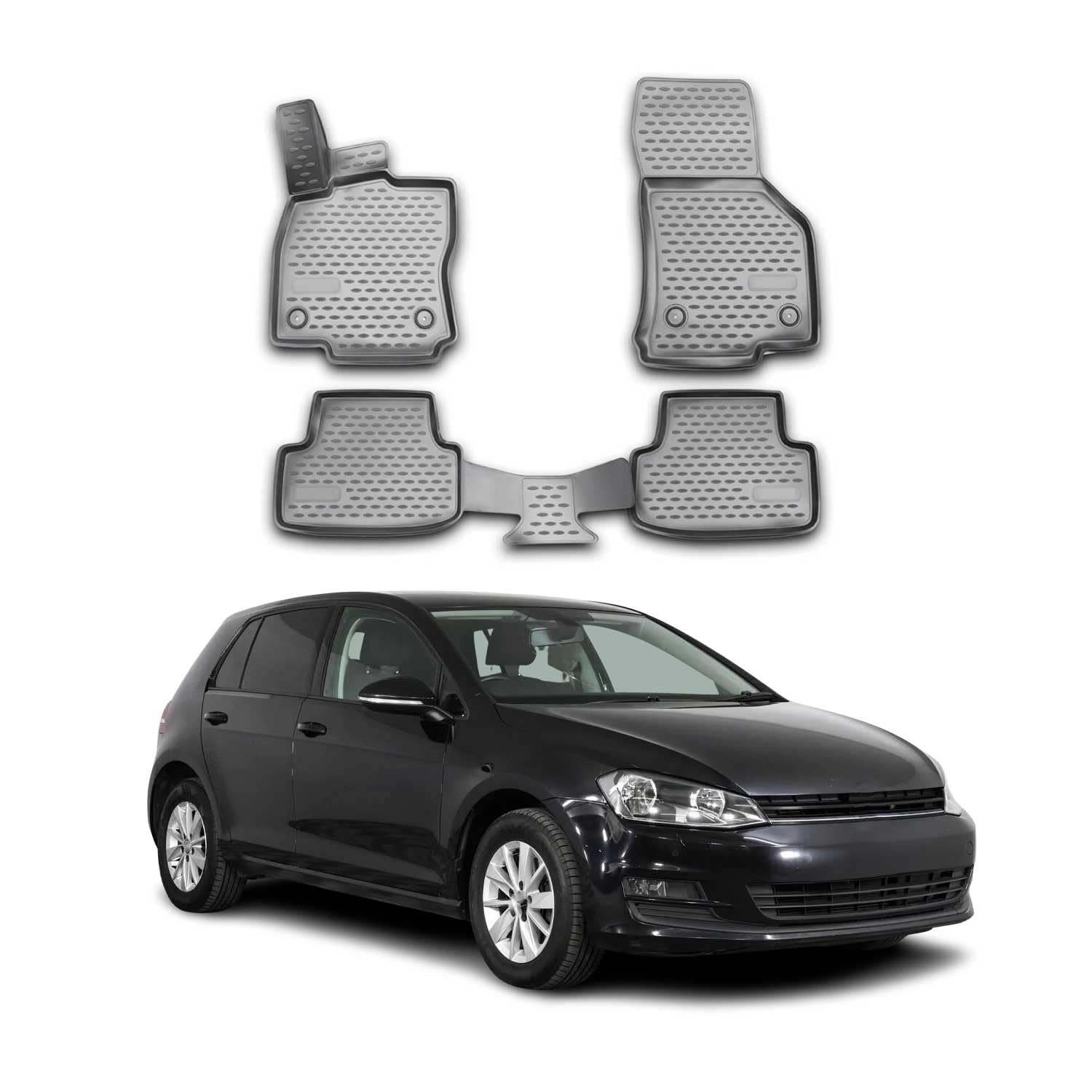 OMAC Dywaniki Gumowe Dywaniki Pasujące do VW Golf 7 2012-2019 TPE Dywaniki Samochodowe Szary 4X