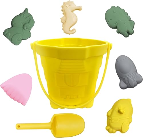 Miniatura 8 de weiff Juguetes de playa juego de 8 juguetes de arena de playa de silicona para niños cubos plegables de castillo pala 6 moldes de arena juguetes de