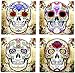 Day of the Dead Dia De Muertos - Sugar Skull Spirit 4 Inch by 4 Inch Ceramic Tile Coaster - Set of 4
