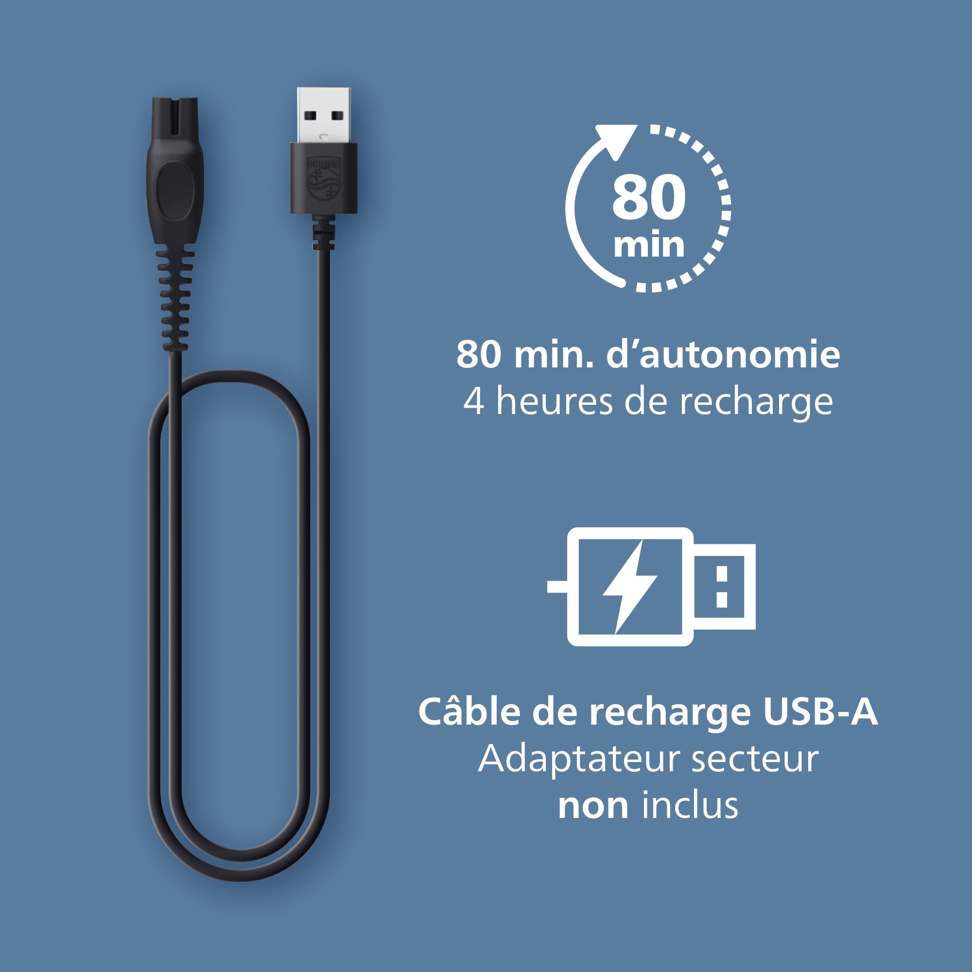 Philips Tondeuse à barbe série 3000 - Lames en métal auto-affûtées, 40 hauteurs de coupe réglables, Sabot Lift & Trim, 100% étanche, Indicateur d’autonomie, Recharge par USB, Modèle BT3660/15