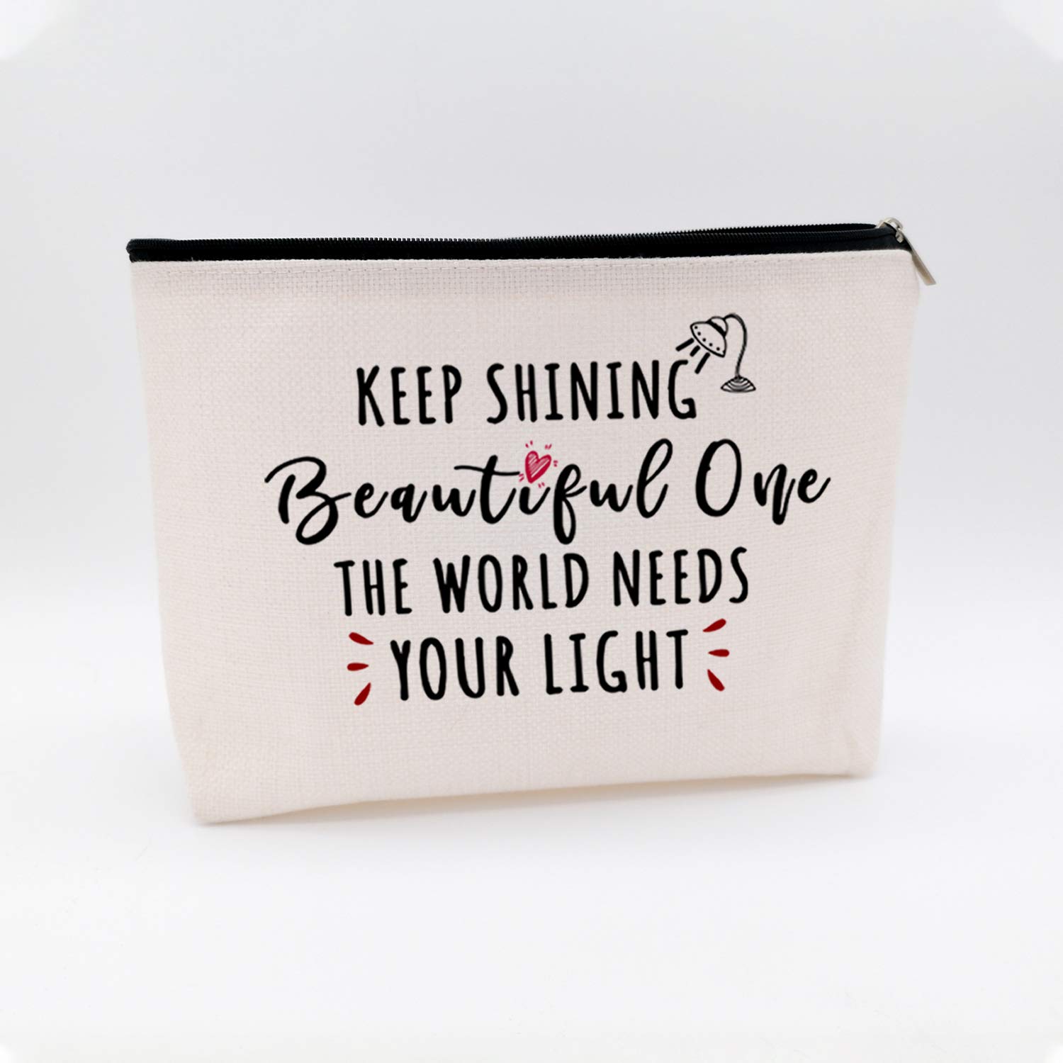 WIEZO-USA Inspirational Gifts for Women,Keep Shining Beautiful One The World Needs Your Light,Birthday Thanksgiving, Waterproof Cosmetic Bag Makeup Bag Gift