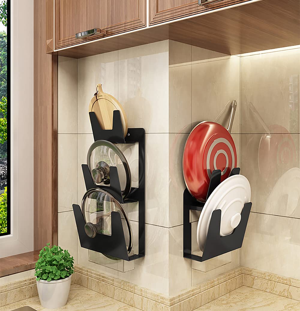 Organizzatore Per Taglieri E Coperchi In Legno E Acciaio - Portatagliere Da Appoggio Per Cucina, Salvaspazio