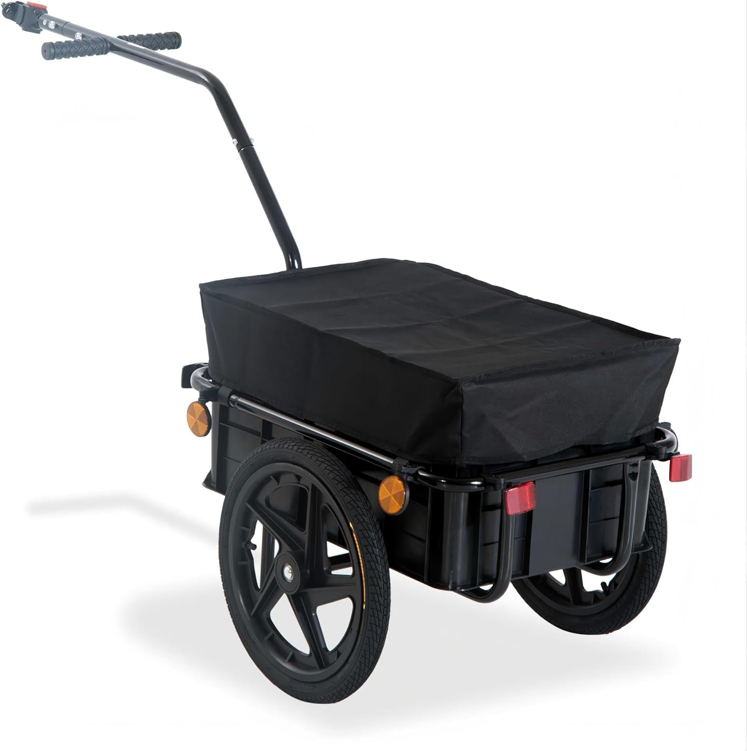 【LuckyNote】 Bicycle Cargo Trailer with Removable Box and Waterproof Cover, Bike Wagon Trailer with Two 16in Wheels,56.7 x 23.2 x 31.5 Inch, 88 lbs Capacity