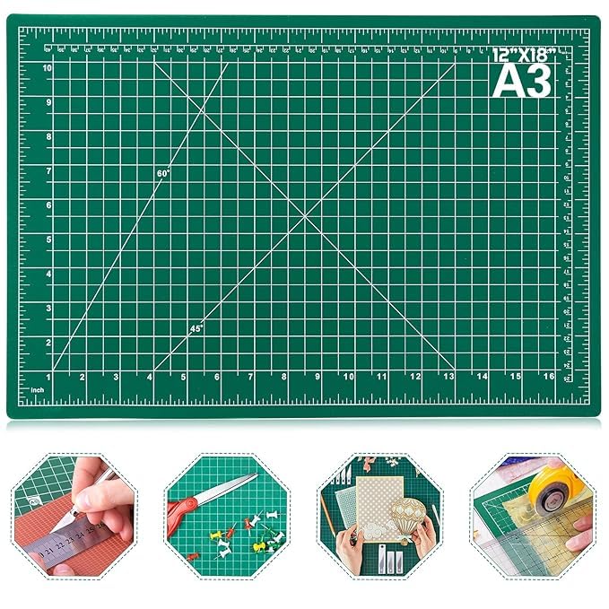ADOERE Self Healing Cutting Sewing Mat Double Sided, Non-Slip, Waterproof Hobby Mat, PVC Rotary Cutting Mats for Crafts 12X18 Cutting Board for Scrapbooking, Quilting,Art (A3 MAT)-image-17