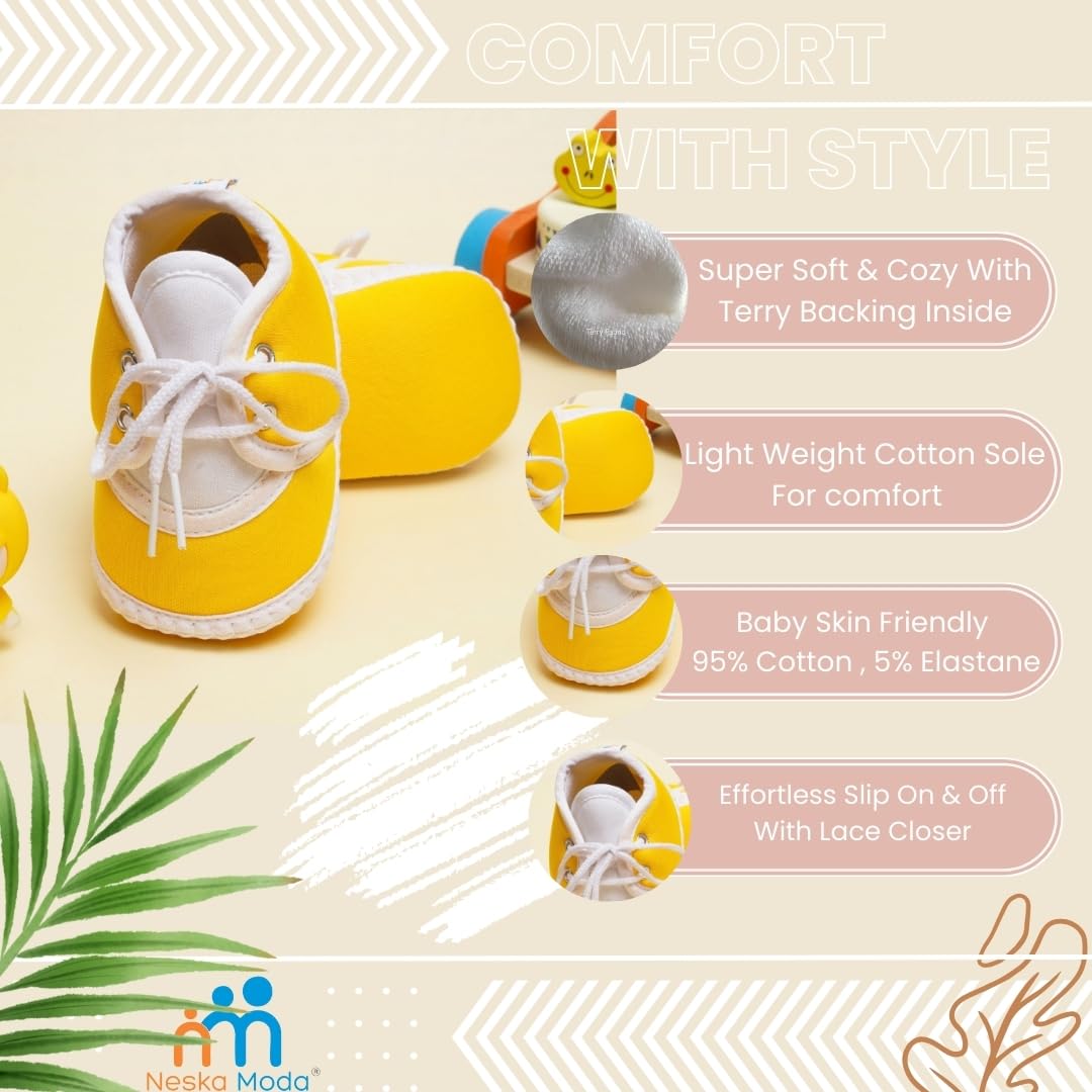 Neska Moda Unisex Baby Booties For 6 to 12 Months (Yellow)