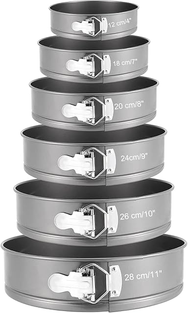 ZOENHOU 6 Pieces Cake Tin Set, 4" 7" 8" 9" 10" 11" Non-Stick Springform Bakeware Tin Set Leakproof Round Baking Cake Mold Cheesecake Pan Tray Set, Removable Bottom
